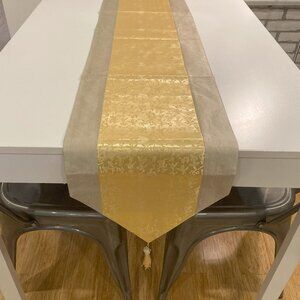 Beautiful Gold Table Runner with Tassels - 76 inches long